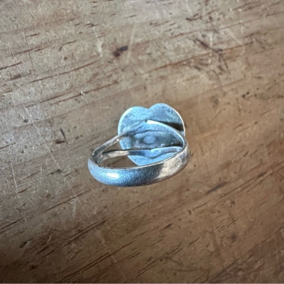 Vintage Sterling Silver Sonoran Gold Turquoise Heart Ring NA S: 6.25 - Picture 9 of 9